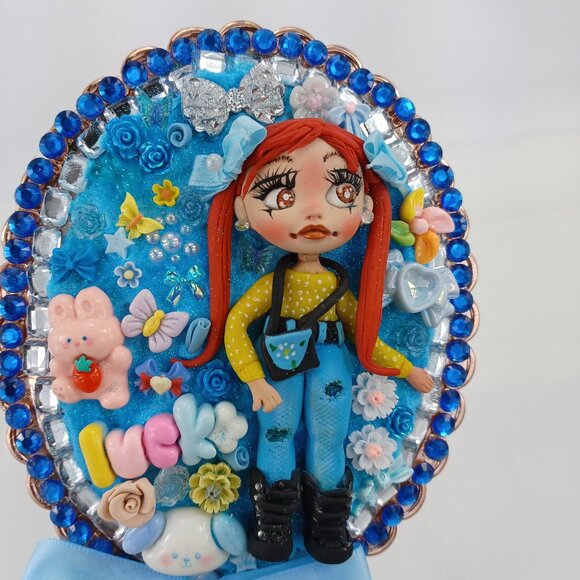Decorated mirror, doll clay mirror - Picture 1 of 8